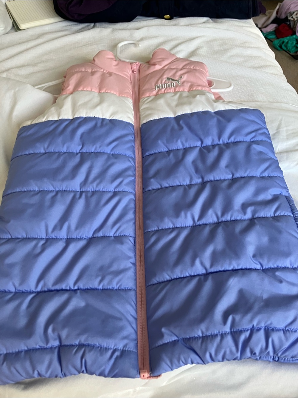 Puma Pink White Lavender Colorblock Puffer Vest for Kids